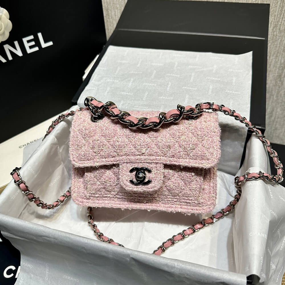 Chanel Mini Flap Bag Pink Tweed AS4051