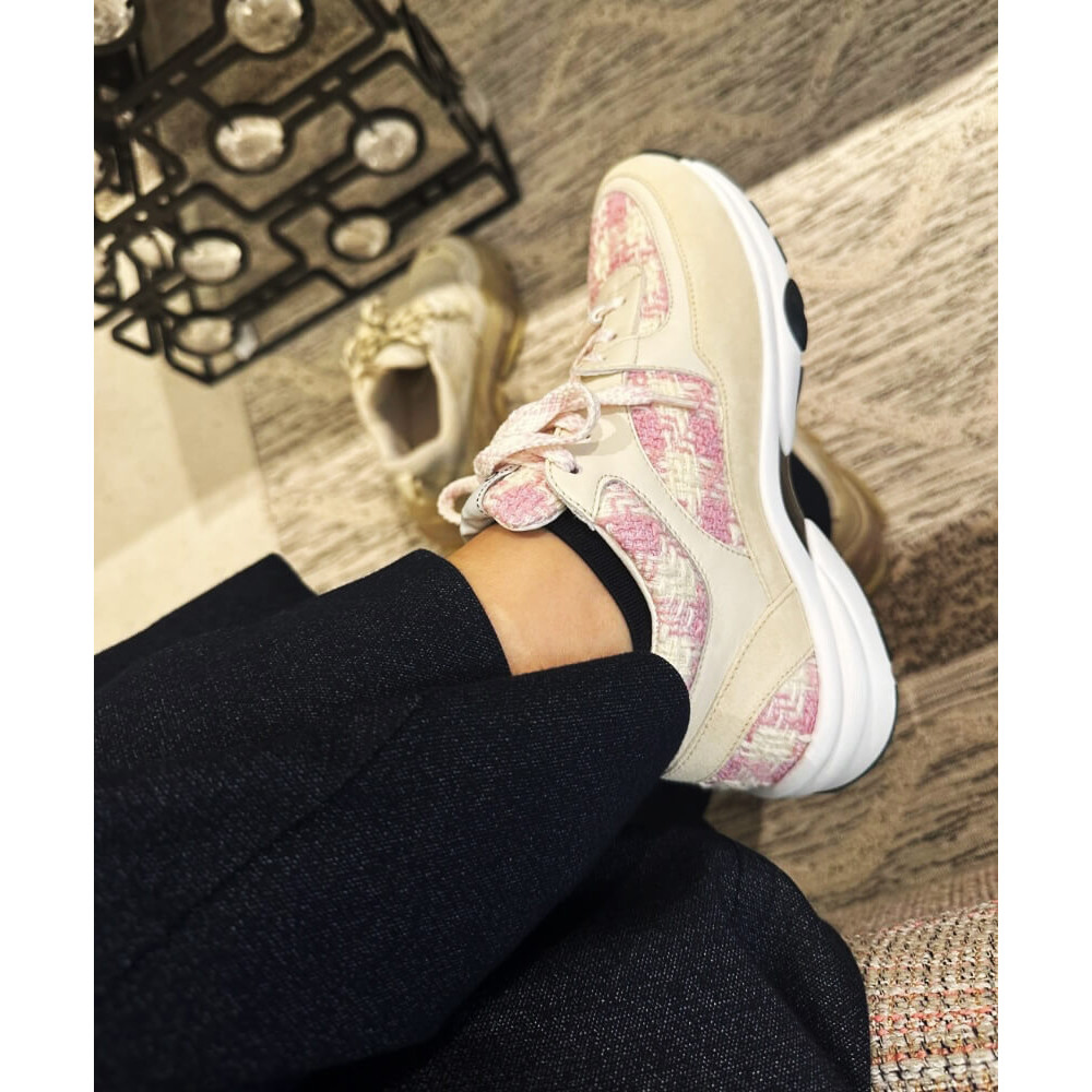 Chanel Tweed Low Cut Sneakers G38299 Pink