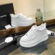 Chanel Grained Calfskin Leather Thick Sole Logo Sneakers G38808 White