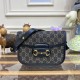 Gucci Horsebit 1955 Denim Shoulder Bag 602204 Black