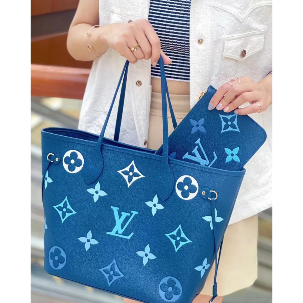 Louis Vuitton Monogram Empreinte Neverfull MM M46514 Blue