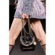 Chanel Mini 22 Handbag in Shiny Crumpled Calfskin Black with Pearl Chain AS4416