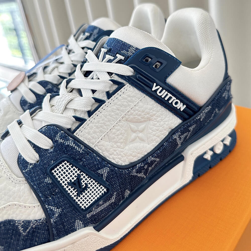 Louis Vuitton LV Trainer Sneaker Monogram Denim White Blue