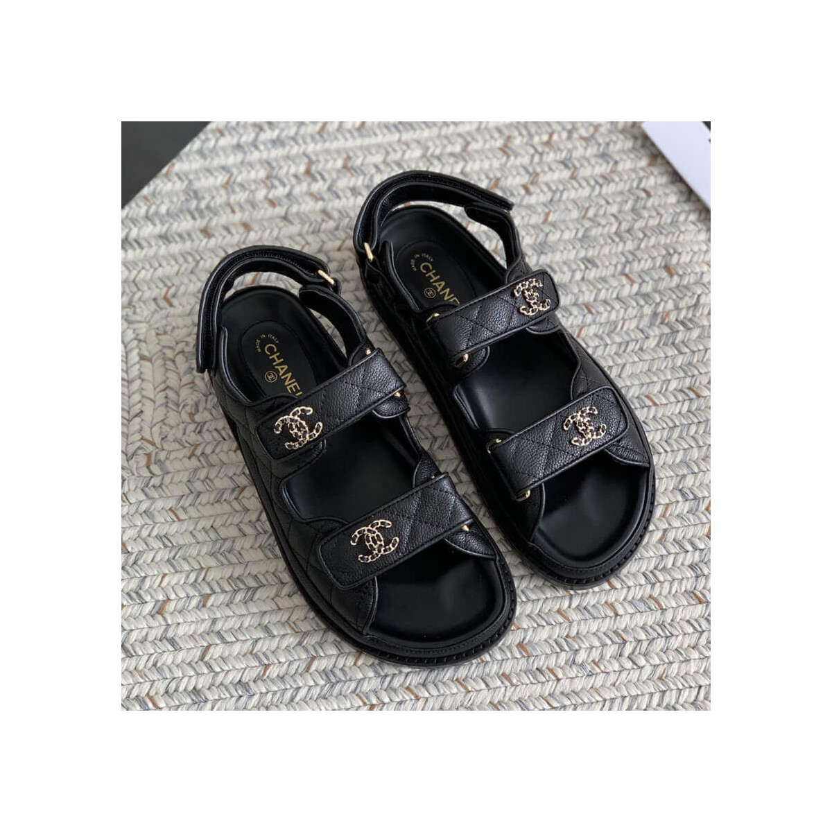 Chanel Woven CC Velcro Sandals 261155