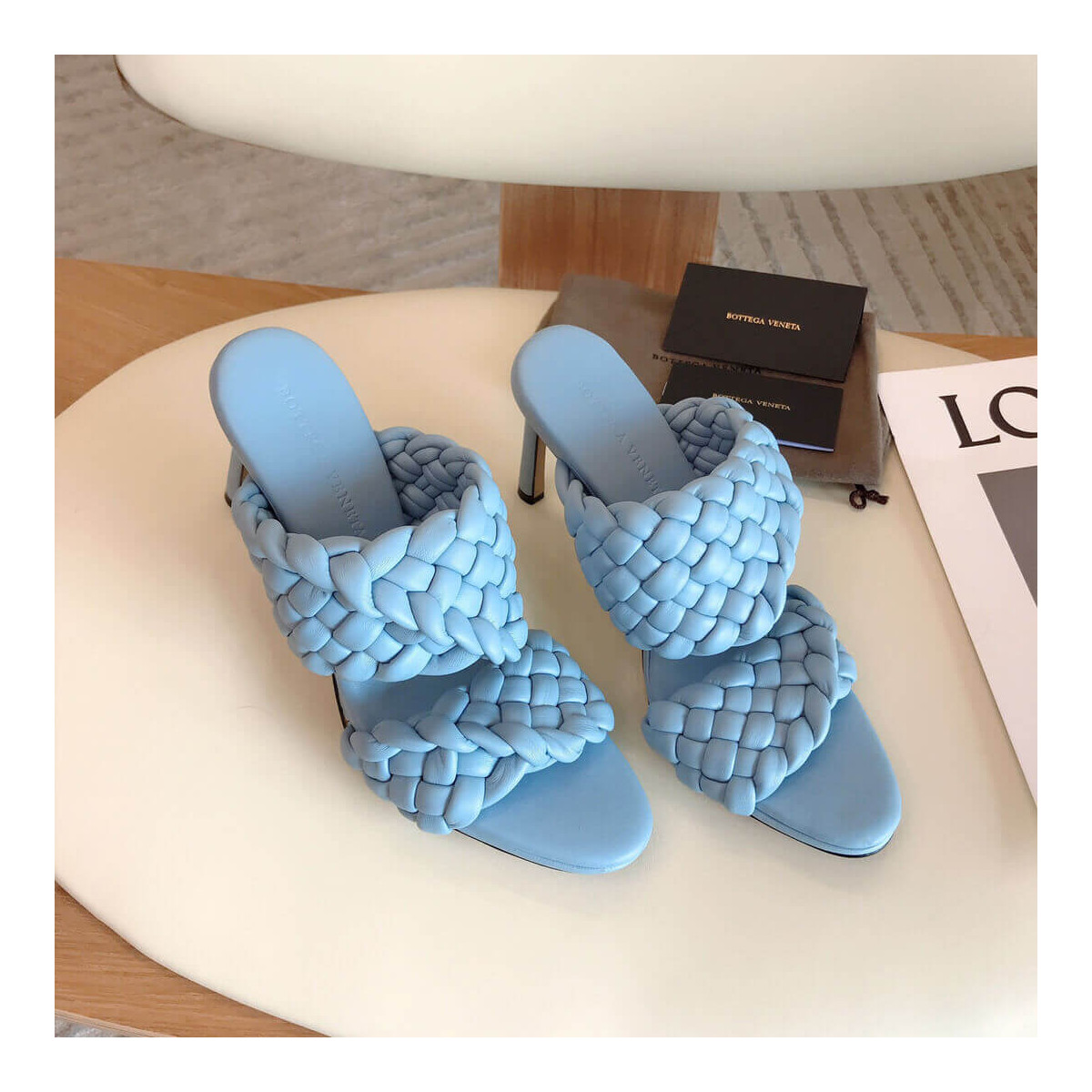 Bottega Veneta BV Curve Sandals 621213 Light Blue