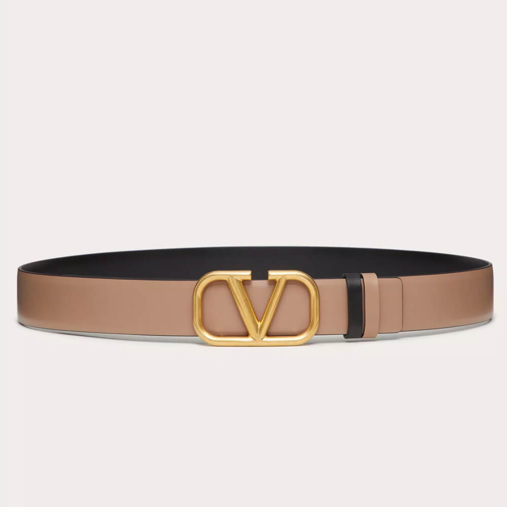 Valentino Reversible Vlogo Signature Belt In Glossy Calfskin 30 mm