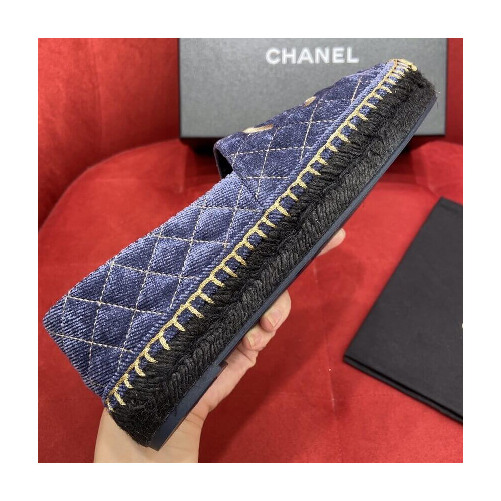 Chanel CC Logo Velvet Espadrilles G32910