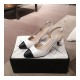 Chanel CC Cap Toe Leather Pearl Heel Slingback Pumps G31318