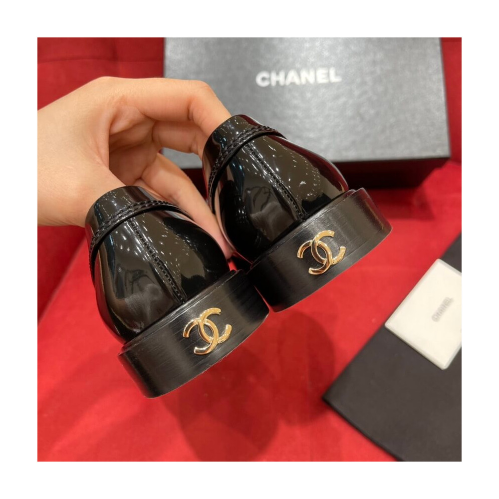 Chanel Patent Calfskin Loafers Black