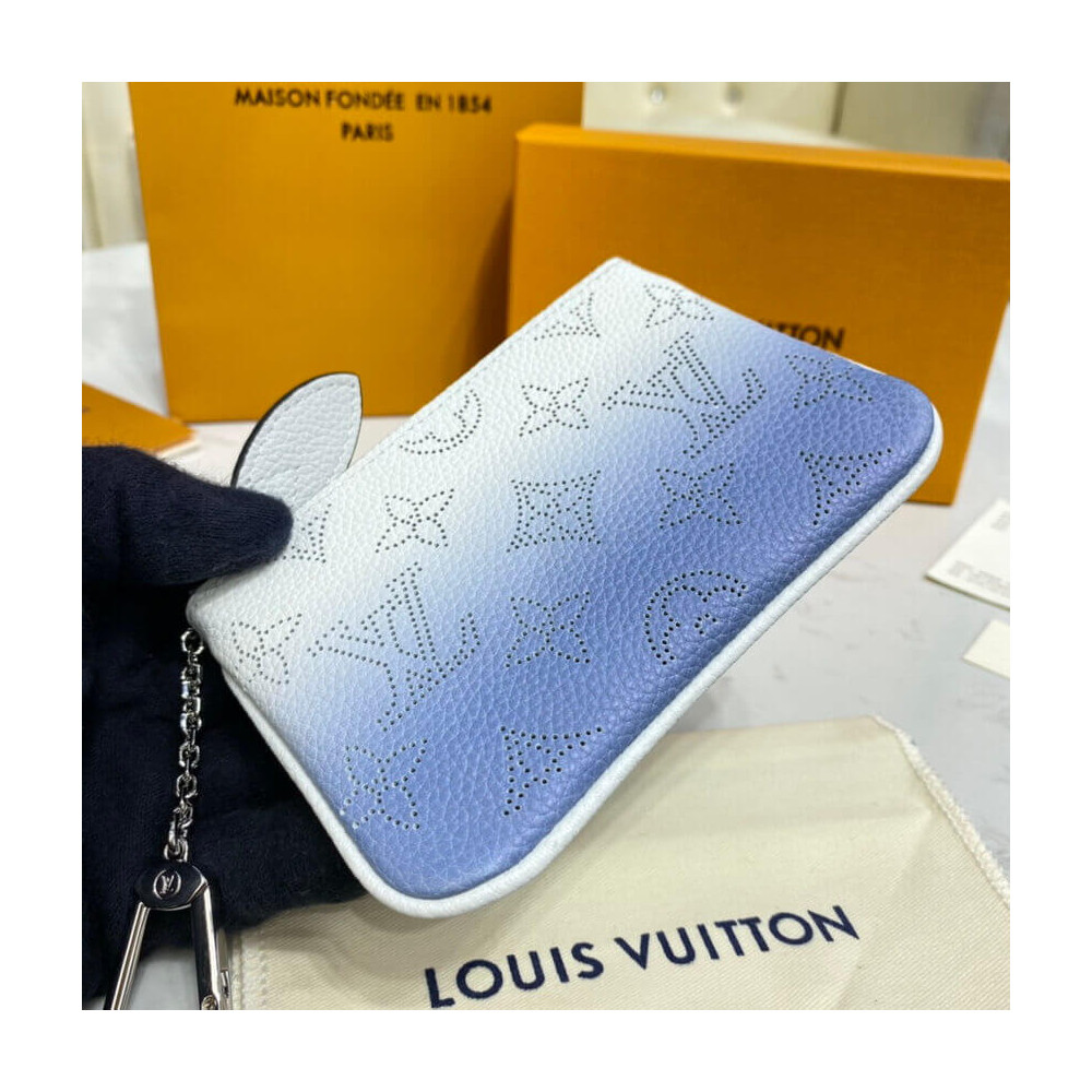 Louis Vuitton Key Pouch in Blue Gradient Mahina Perforated Leather M69508