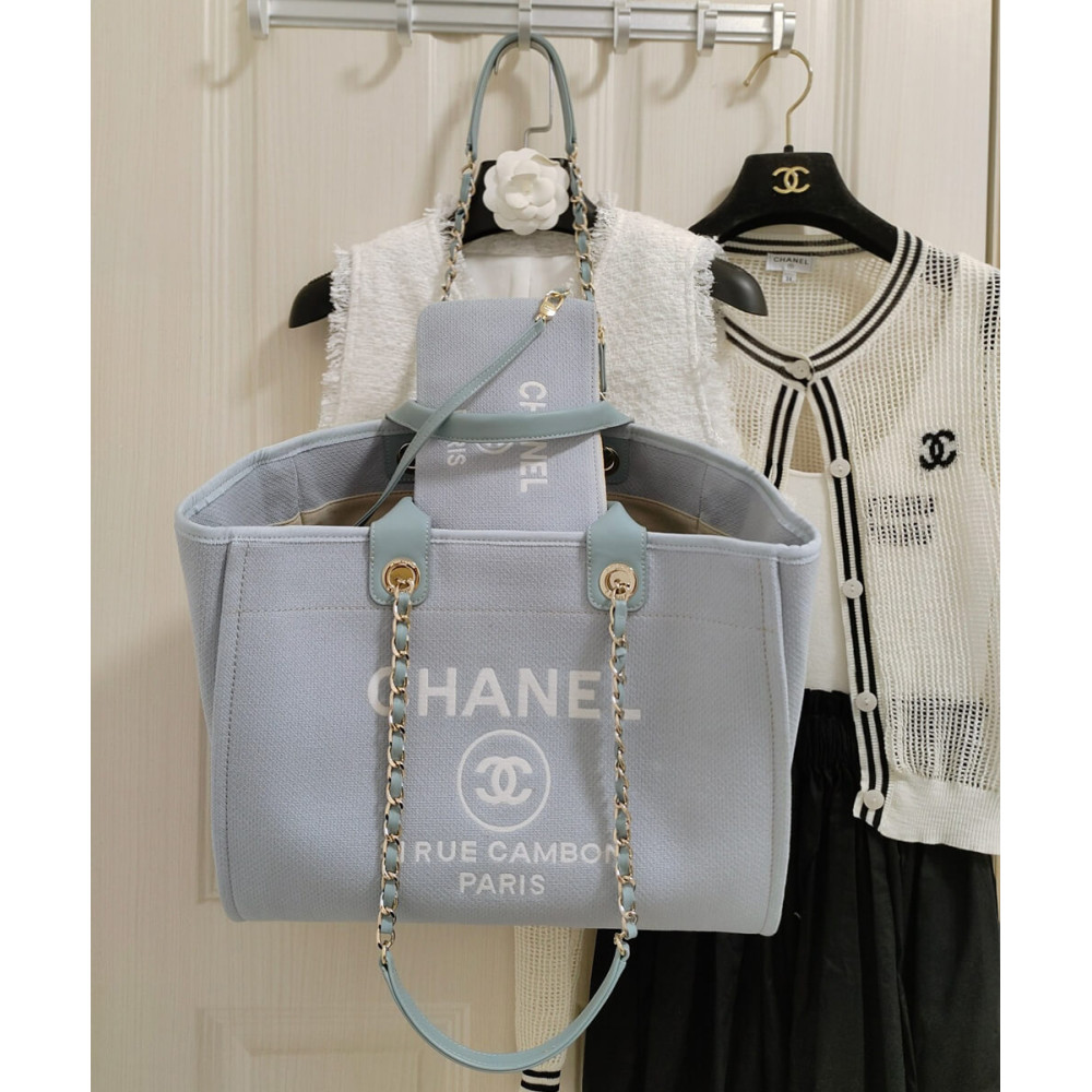 Chanel Deauville Shopping Bag in Mixed Fibers AS3351 Grey