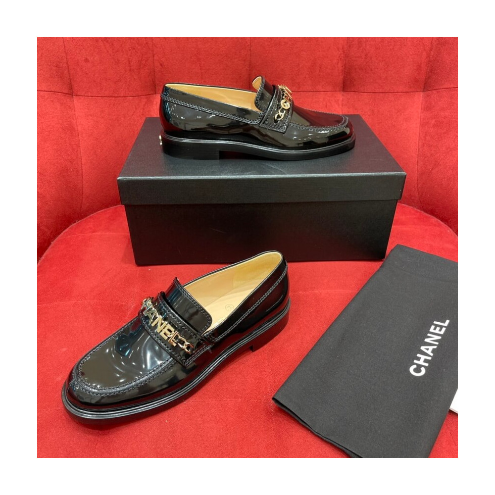 Chanel Patent Calfskin Loafers Black