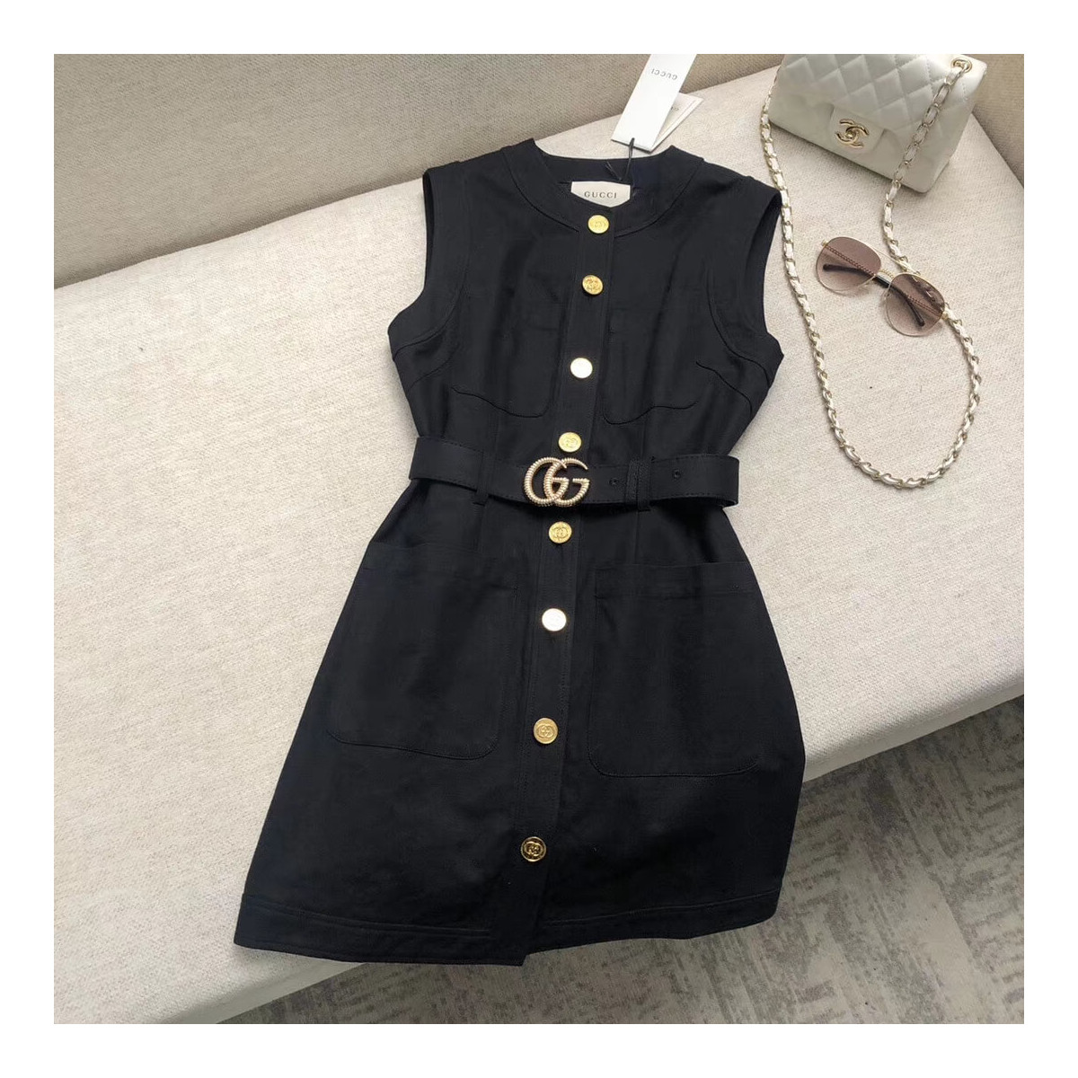 Gucci Cady Silk Wool Vest With Double G 609245