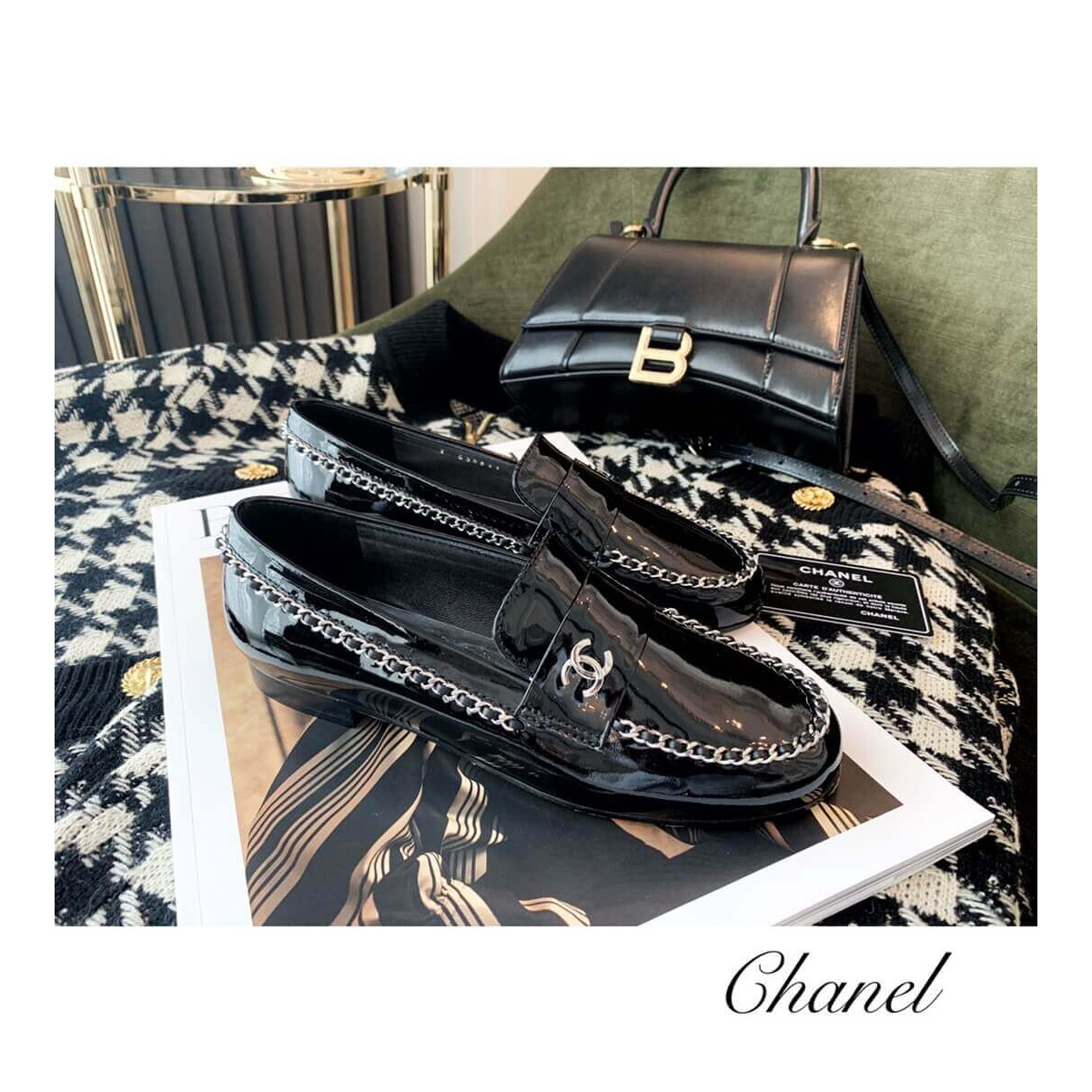 Chanel Patent Leather Chain Loafers G35631