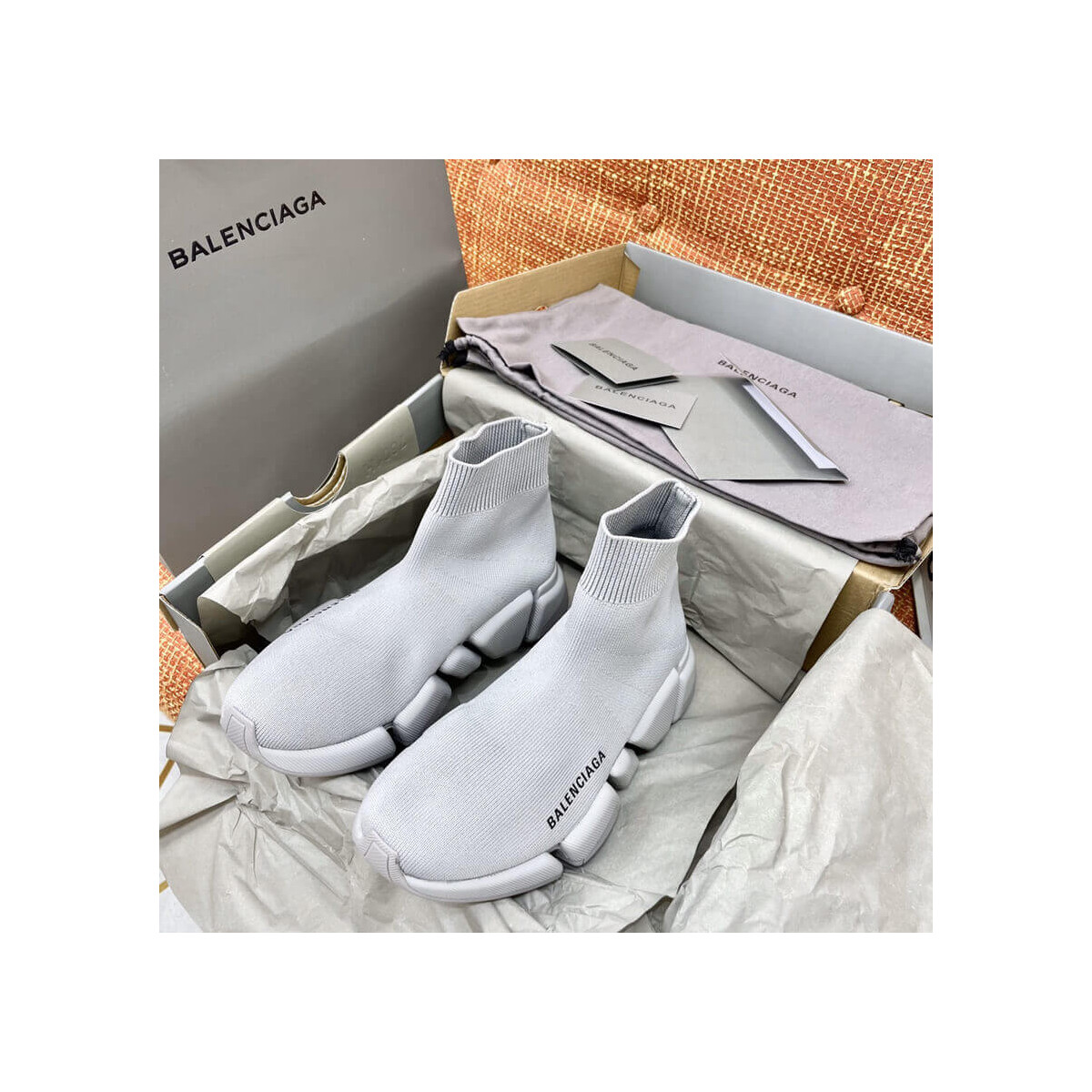 Balenciaga Speed 2.0 Knit Sock Sneakers 617239 Grey