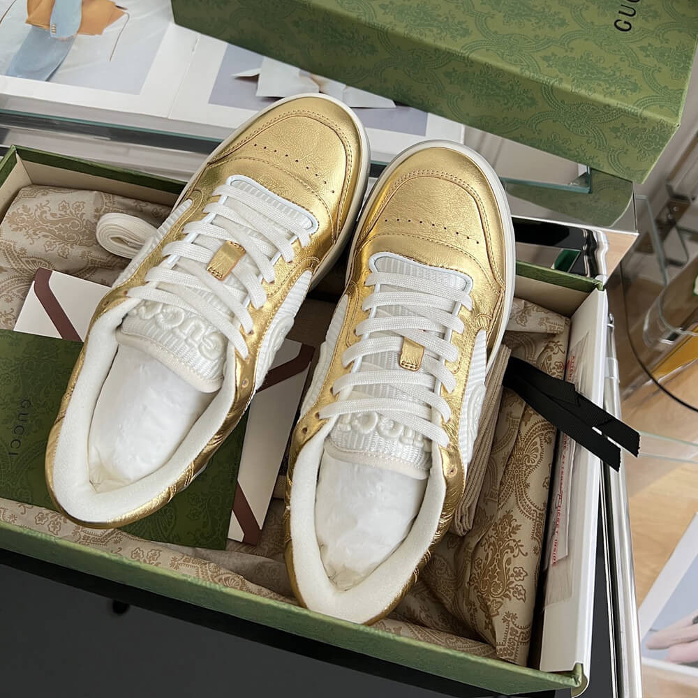 Gucci MAC80 Metallic Leather Low-Top Sneakers 750834