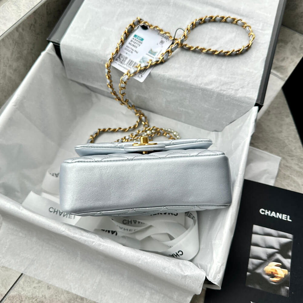 Chanel Mini Flap Bag with Pearl Top Handle Chain AS4385