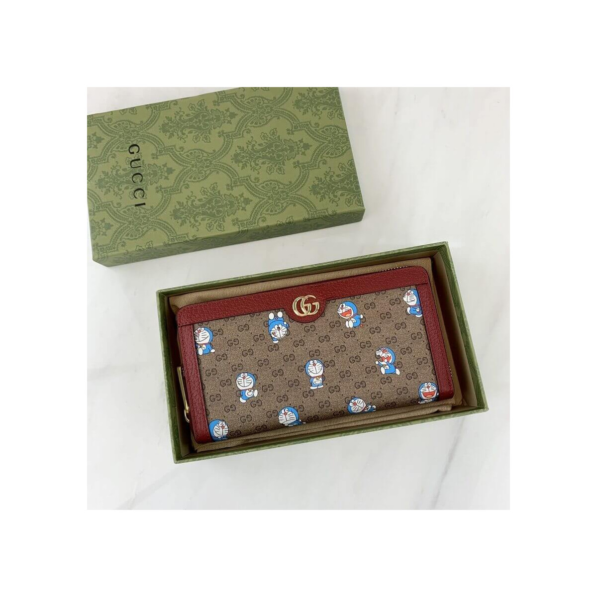 Doraemon x Gucci Zip Around Wallet 647787 in Blue