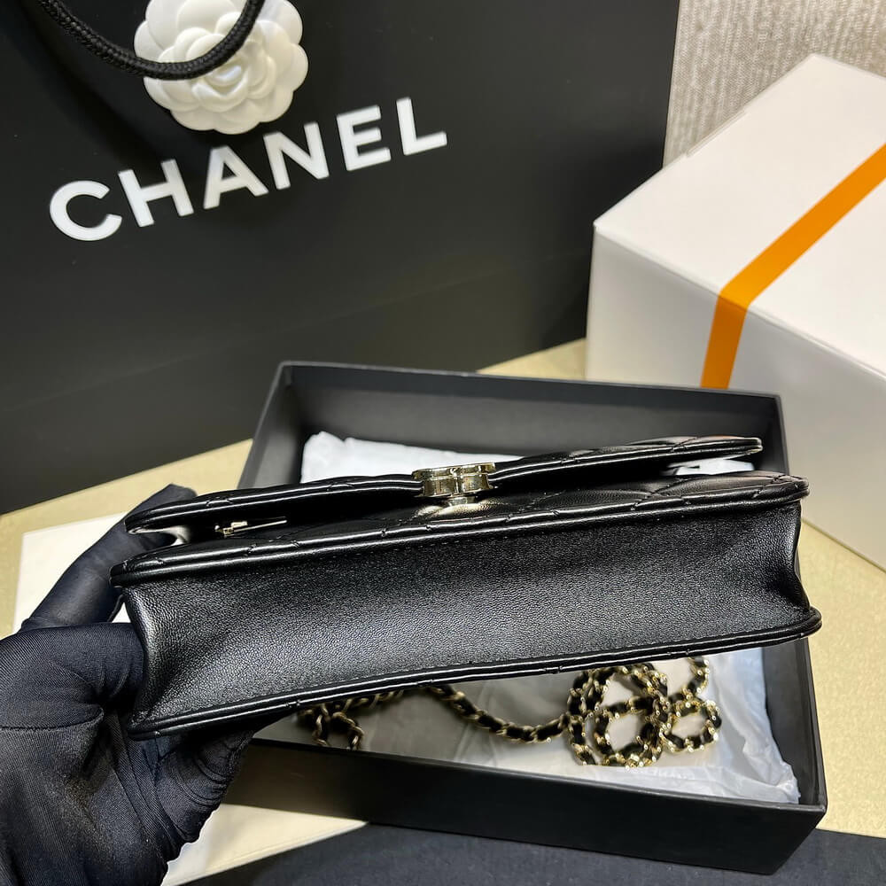 Chanel Wallet On Chain Top Handle Lambskin WOC AP2844 Black