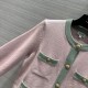 Chanel Light Pink &amp; Light Green Cashmere Two-Tone Cardigan A92648