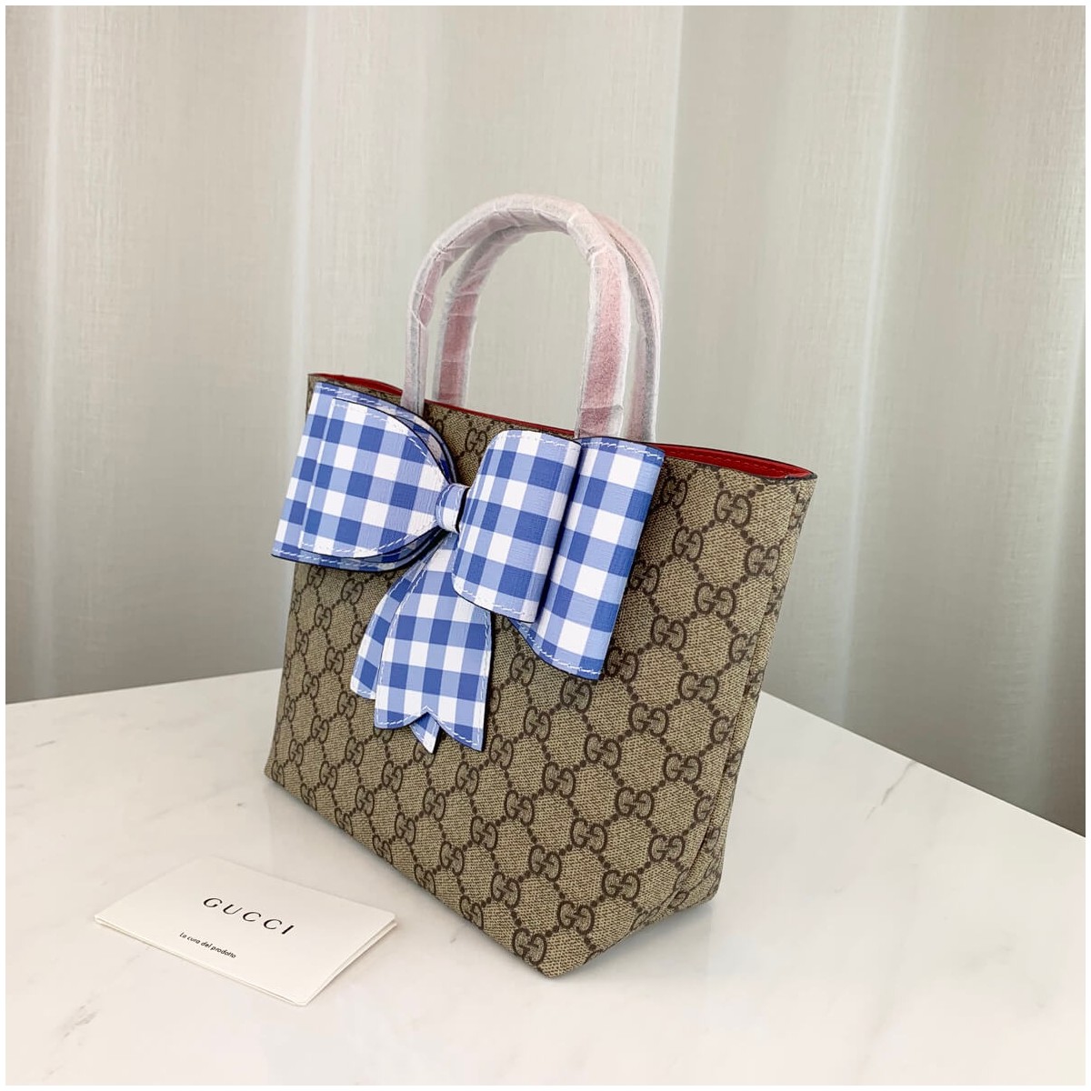 Gucci Children&#039;s GG Supreme Rainbow Bow Tote 501804