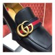 Gucci Calfskin Web Pearl Embellished Mid-Heel Loafer 423559