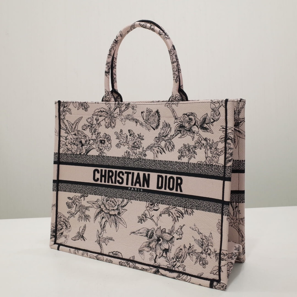 Christian Dior Book Tote Powder Pink Jardin Botanique Embroidery