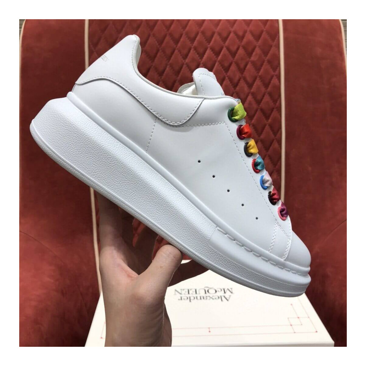 Alexander McQueen Oversized Sneaker With Rainbow Laces 5537