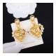 Chanel Pearl Heart CC Drop Earrings 481991