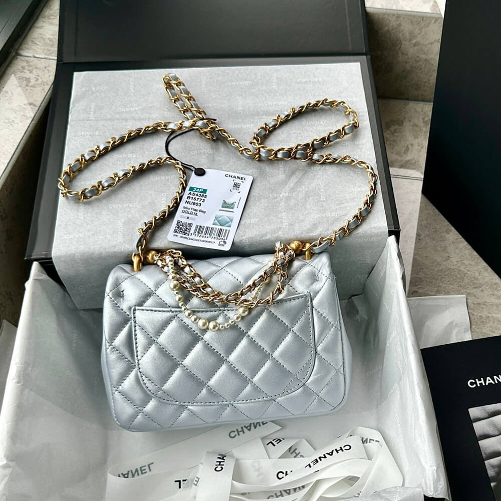 Chanel Mini Flap Bag with Pearl Top Handle Chain AS4385