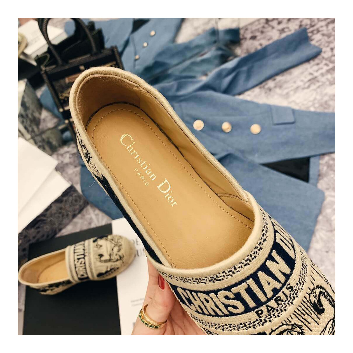 Dior Granville Espadrille Oblique Embroidered Cotton KCB585