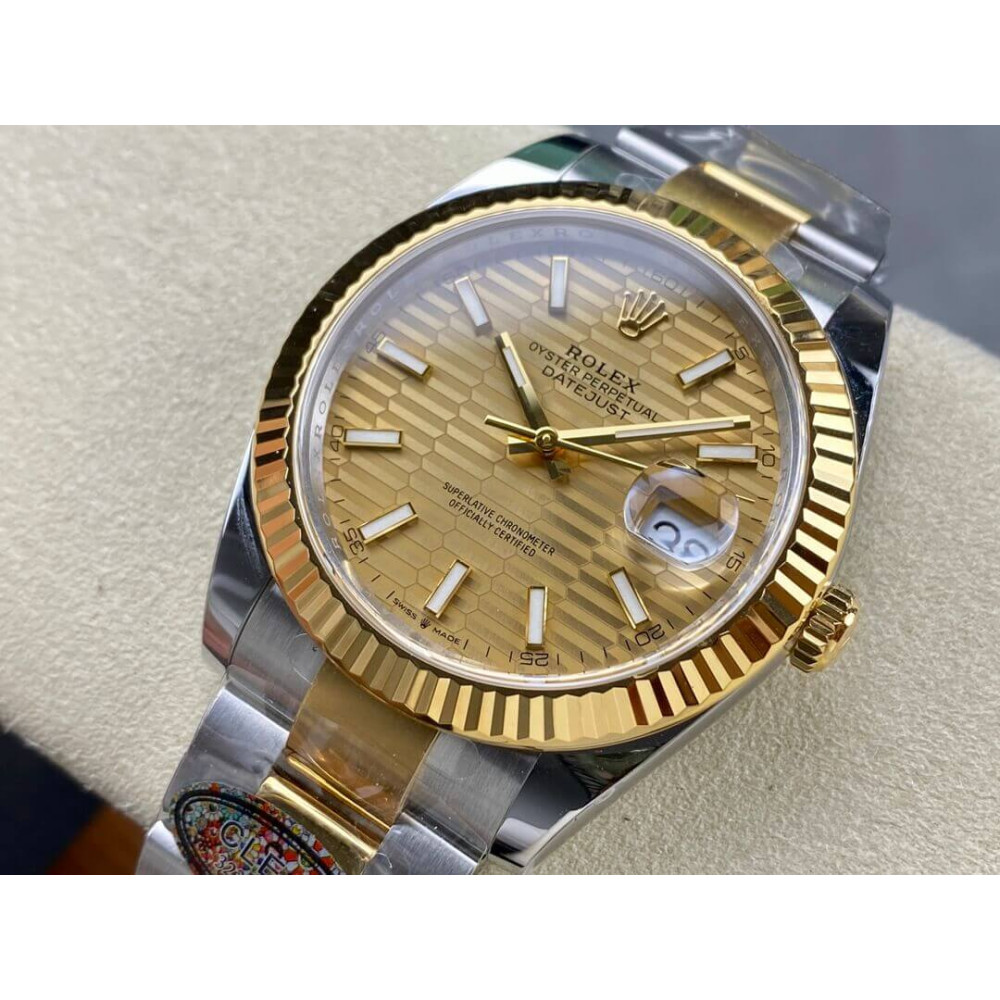 Rolex Datejust 41mm Oystersteel and Yellow Gold Automatic Fluted Bezel