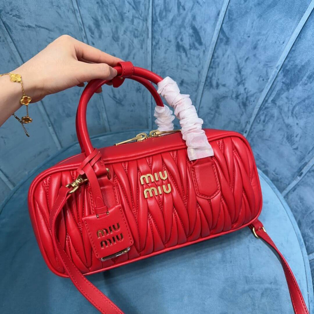 Miu Miu Arcadie Matelasse Nappa Leather Bag 5BB148 Red