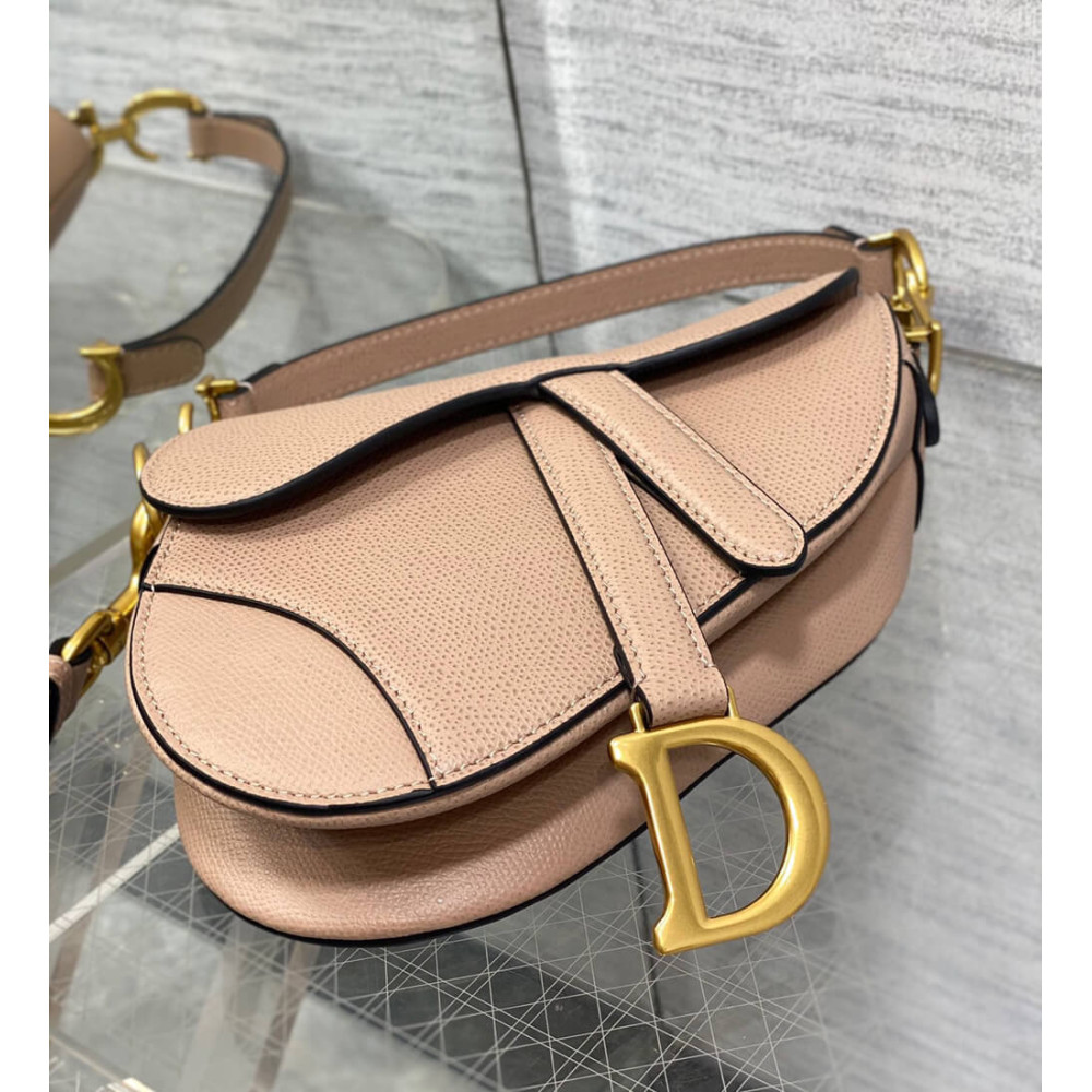 Dior Mini Saddle Bag with Strap Grained Calfskin M0456