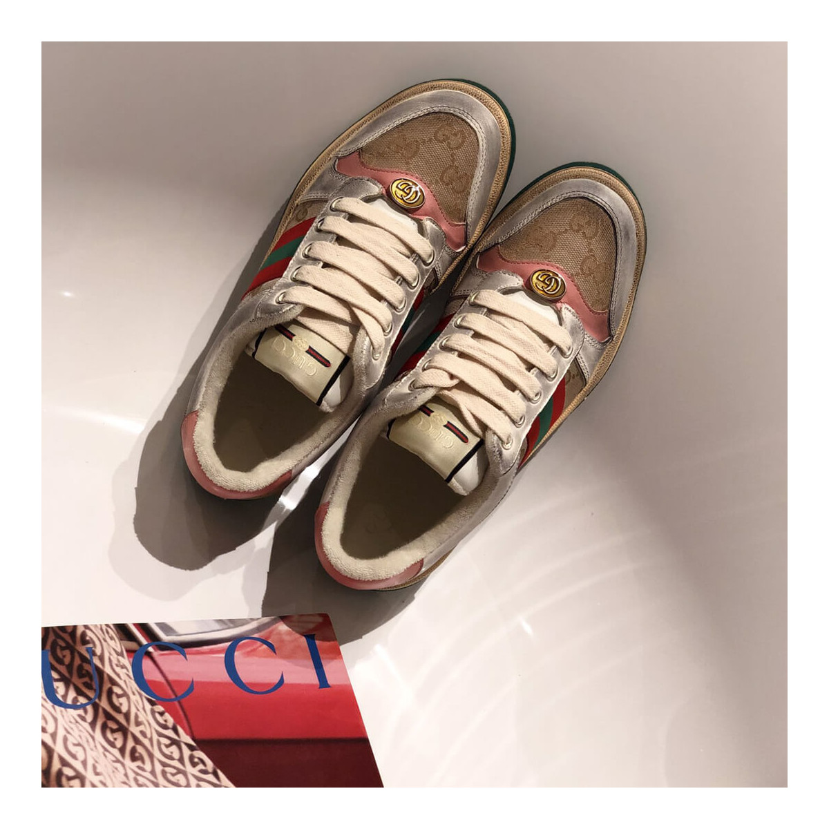 Gucci Screener Leather Sneaker 570443 Light Pink