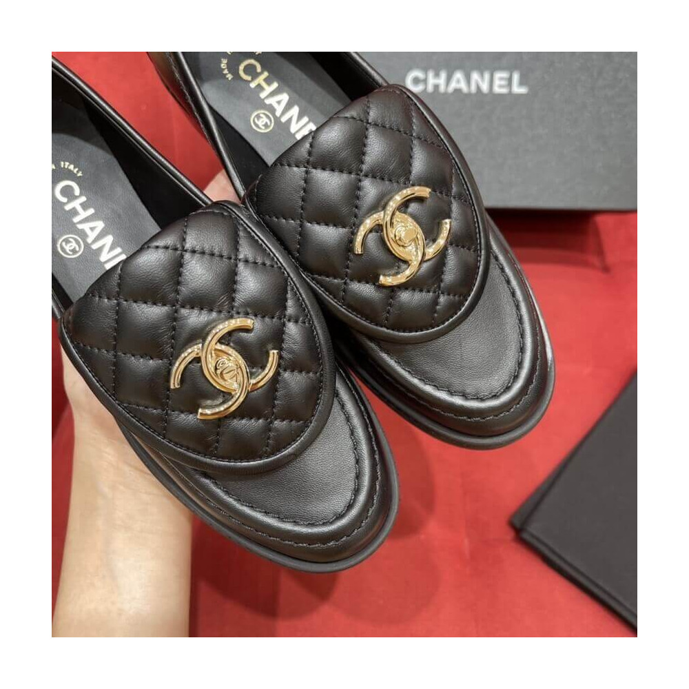 Chanel Black Lambskin Loafer G36646