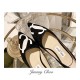 Jimmy Choo Love Flats Suede Pumps In Black and White Logo 231161