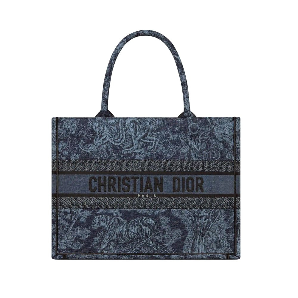 Dior Book Tote Denim Blue Toile de Jouy Embroidery