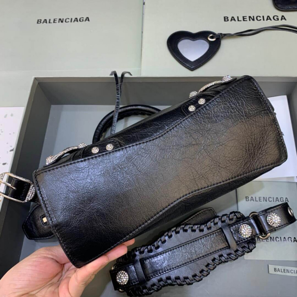 Balenciaga Neo Cagole City Handbag With Rhinestones 638515