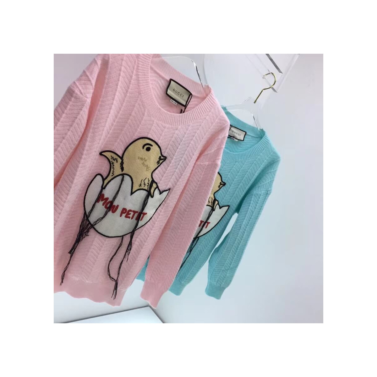 Gucci Mohair Crop Sweater With Chick Egg 636009