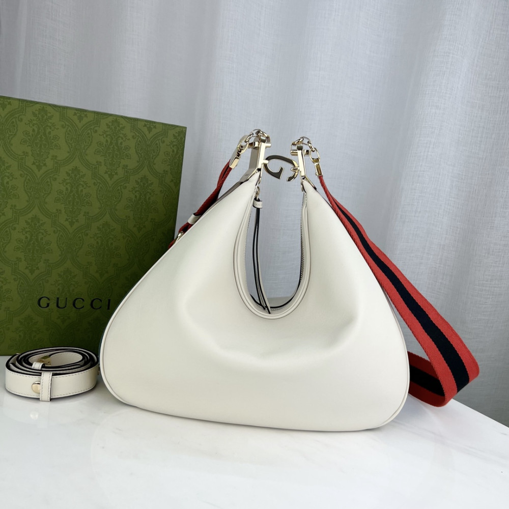 Gucci White Leather Attache Medium Shoulder Bag 702823