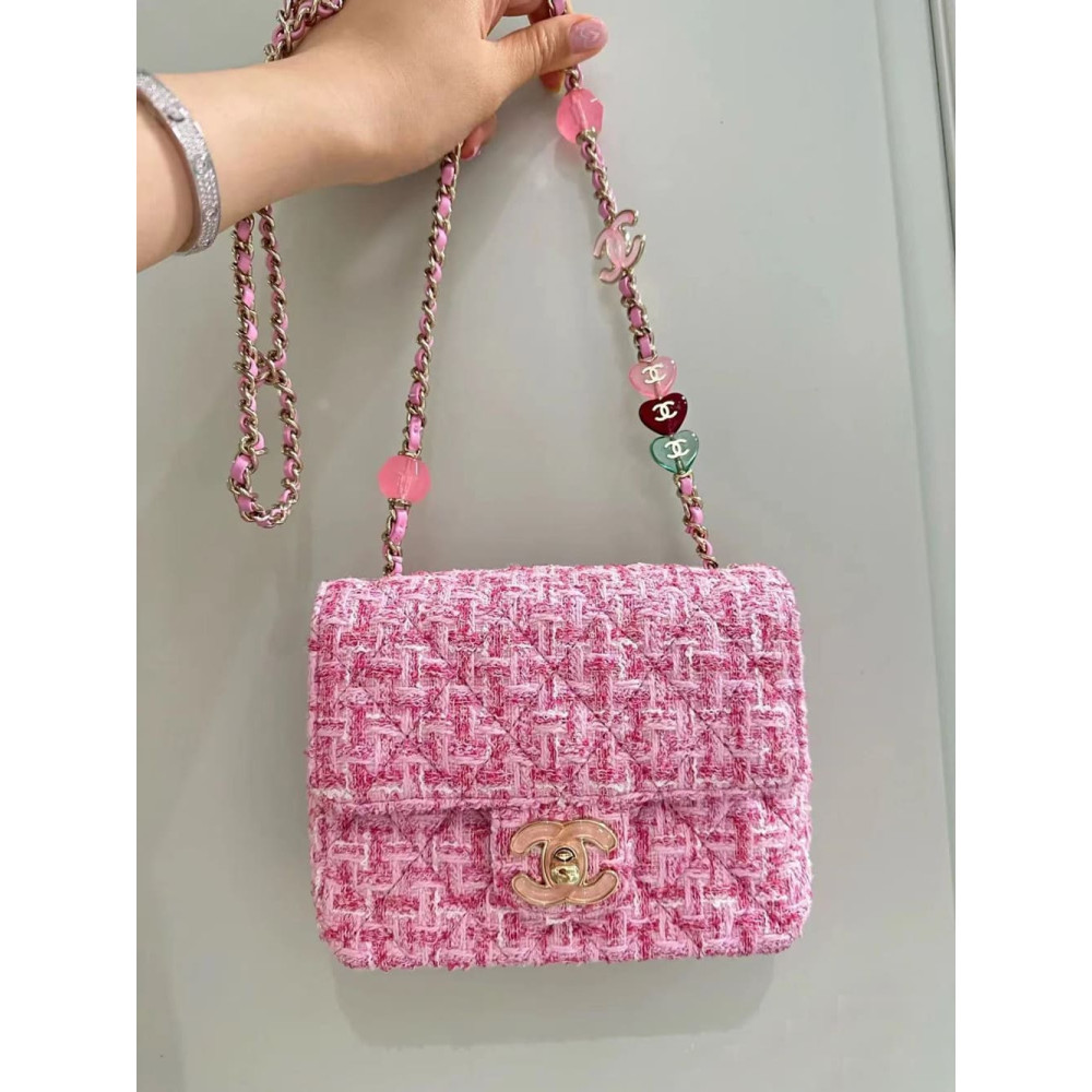 Chanel Mini Flap Bag in Pink Tweed AS3782