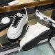 Chanel Grained Calfskin Leather Thick Sole Logo Sneakers G38808 White Black