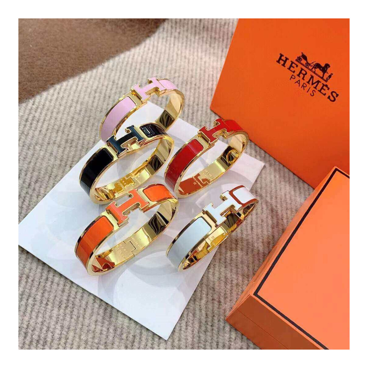 Hermes Narrow Clic Clac H Enamel Bracelet