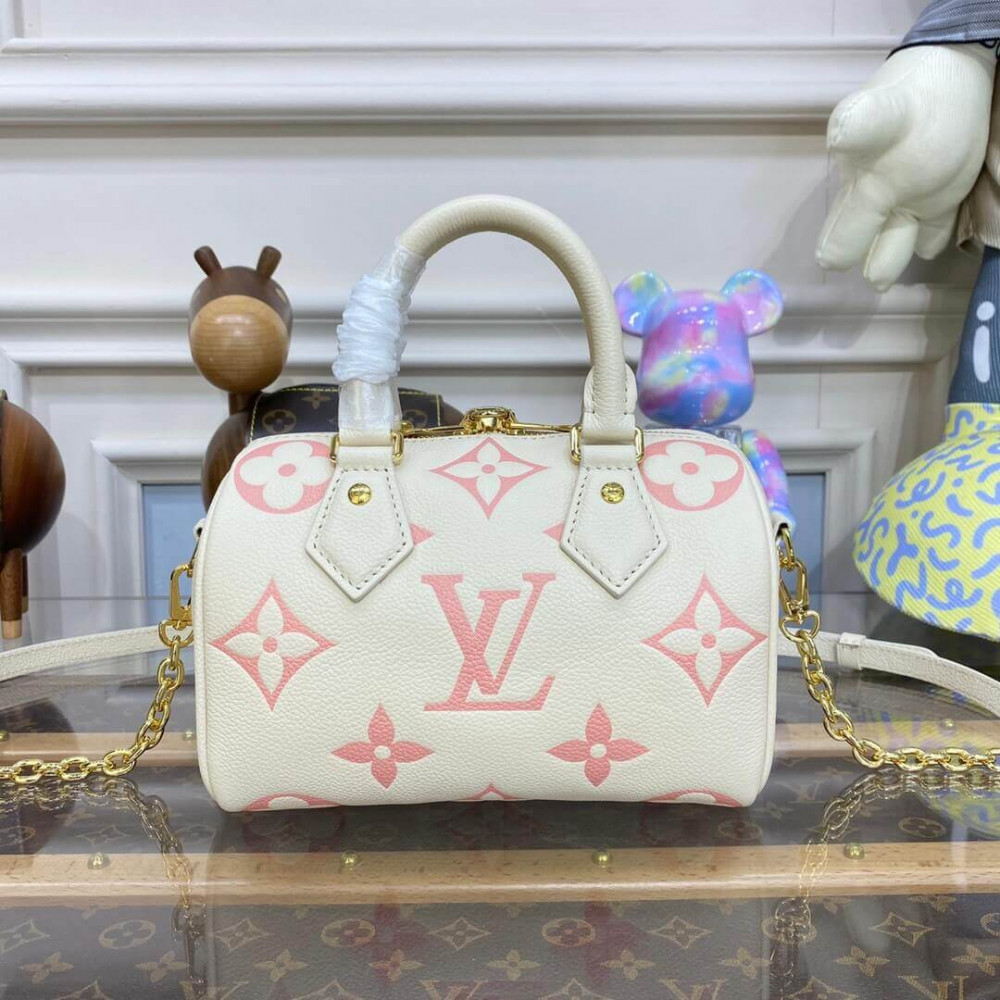 Louis Vuitton Monogram Empreinte Leather Speedy Bandouliere 20 Bag M46397 Creme/Pink