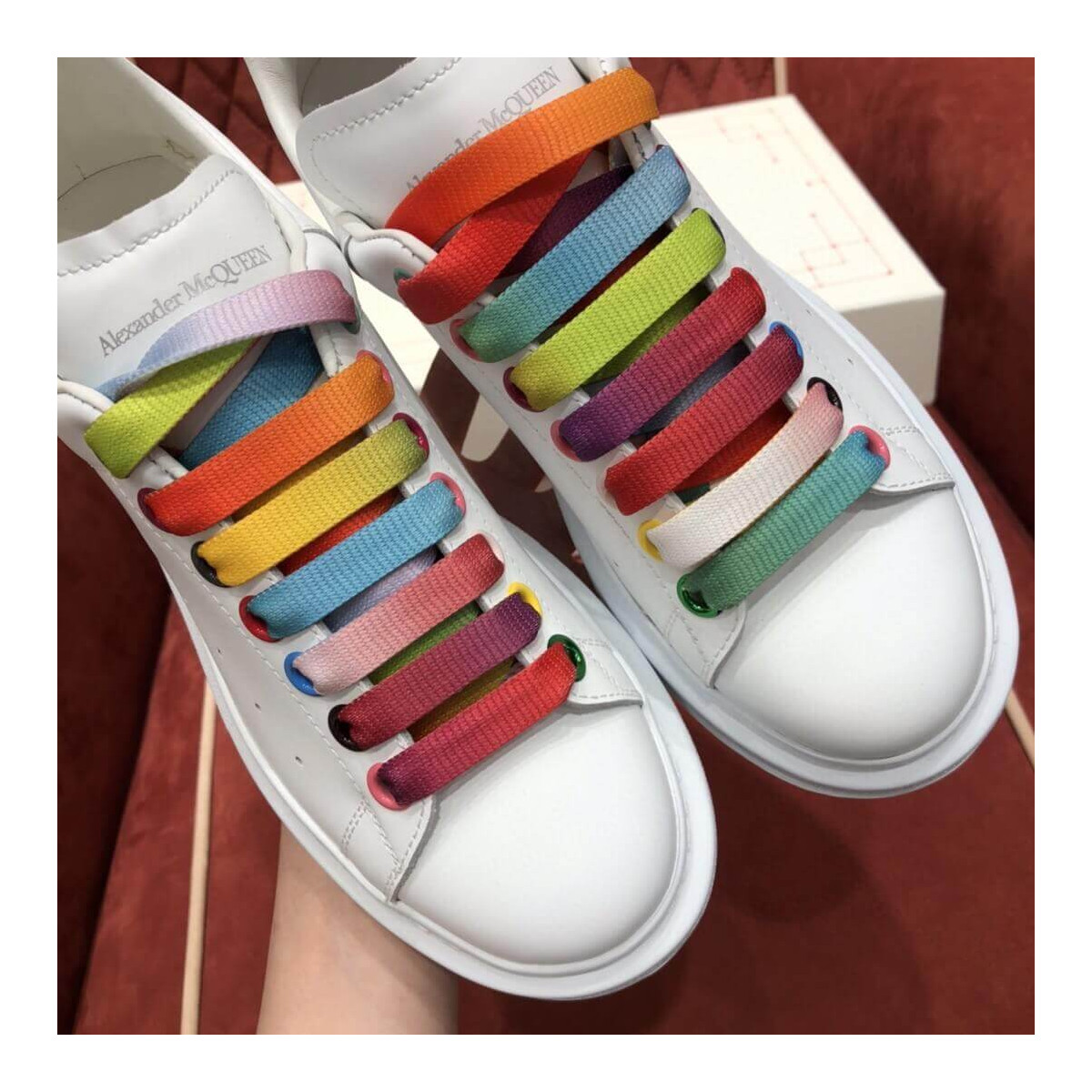 Alexander McQueen Oversized Sneaker With Rainbow Laces 5537