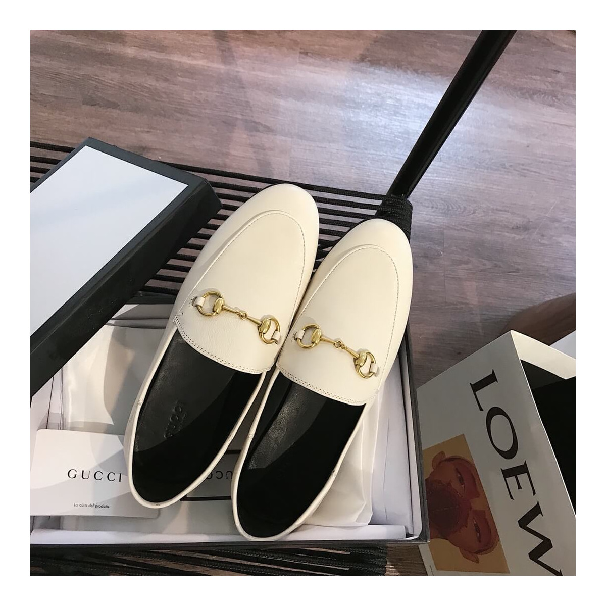 Gucci Leather Horsebit Loafer 414998 White