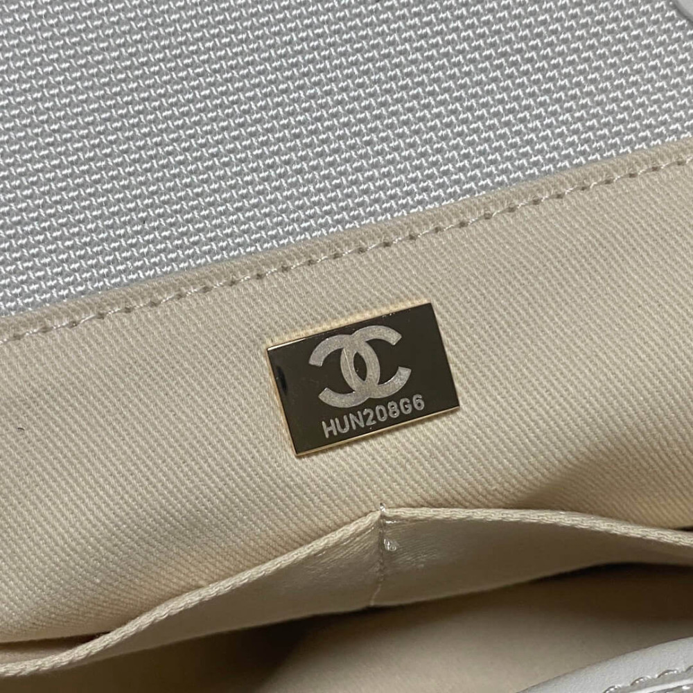 Chanel Deauville Cotton &amp; Calfskin Large Shopping Bag AS93786