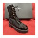 Chanel Nylon and Patent Calfskin Lace-Ups Boots G38086 Black