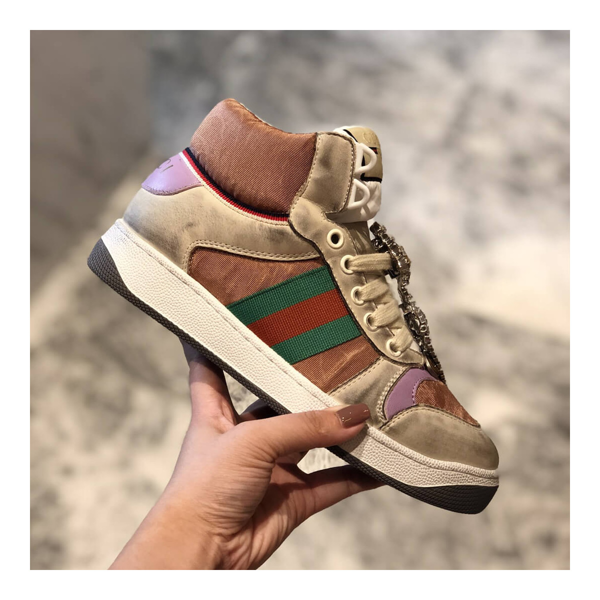 Gucci Screener High-Top Sneaker With Crystals 563730